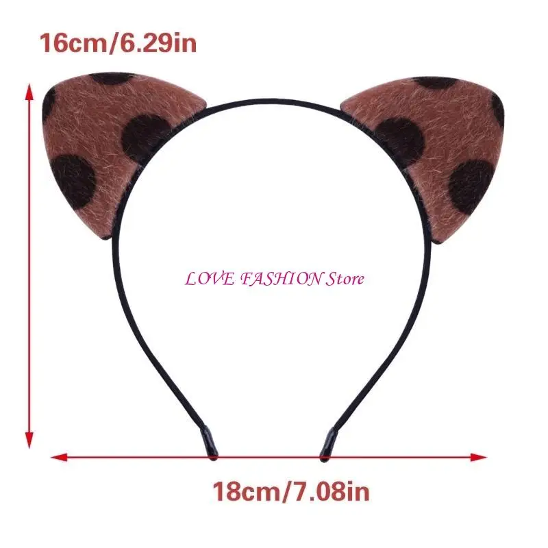 Leopard Print Cats Ear Headband for Casual and Formal Plush Anime Ear Hairband Roleplay Props Hairband for Adult Kids Y166
