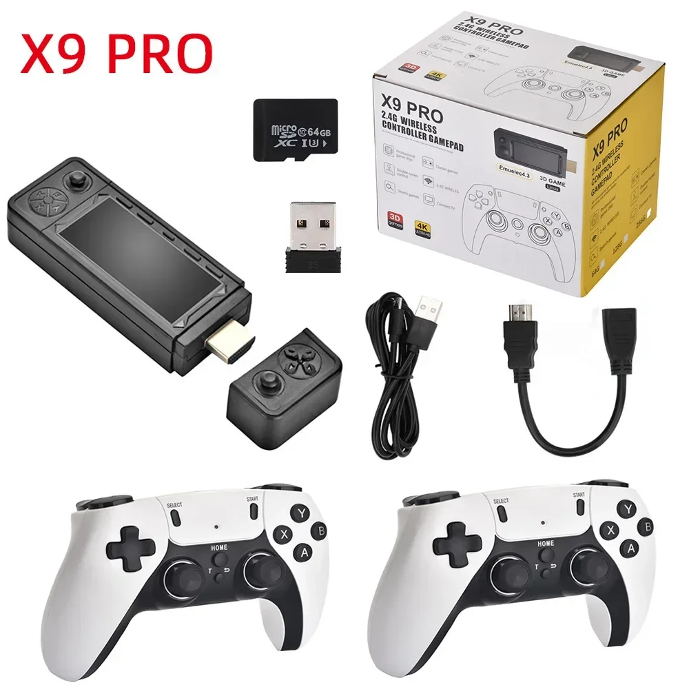 Charge Controller X9 Pro Retro 4K 3D Game Stick TV HD Video Game Console 905X3 Chip 256G 60000 Games For PS1/PSP/SFC/N64