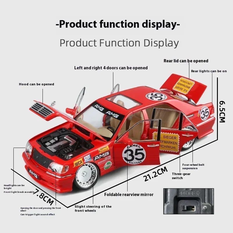 1:24 Mercedes Benz S โมเดลรถเมอร์เซเดสเบนซ์โมเดลดัดแปลง320SEL W140โลหะรถแข่งของเล่นซุปเปอร์โมเดลรถเครื่องประดับงานอดิเรก