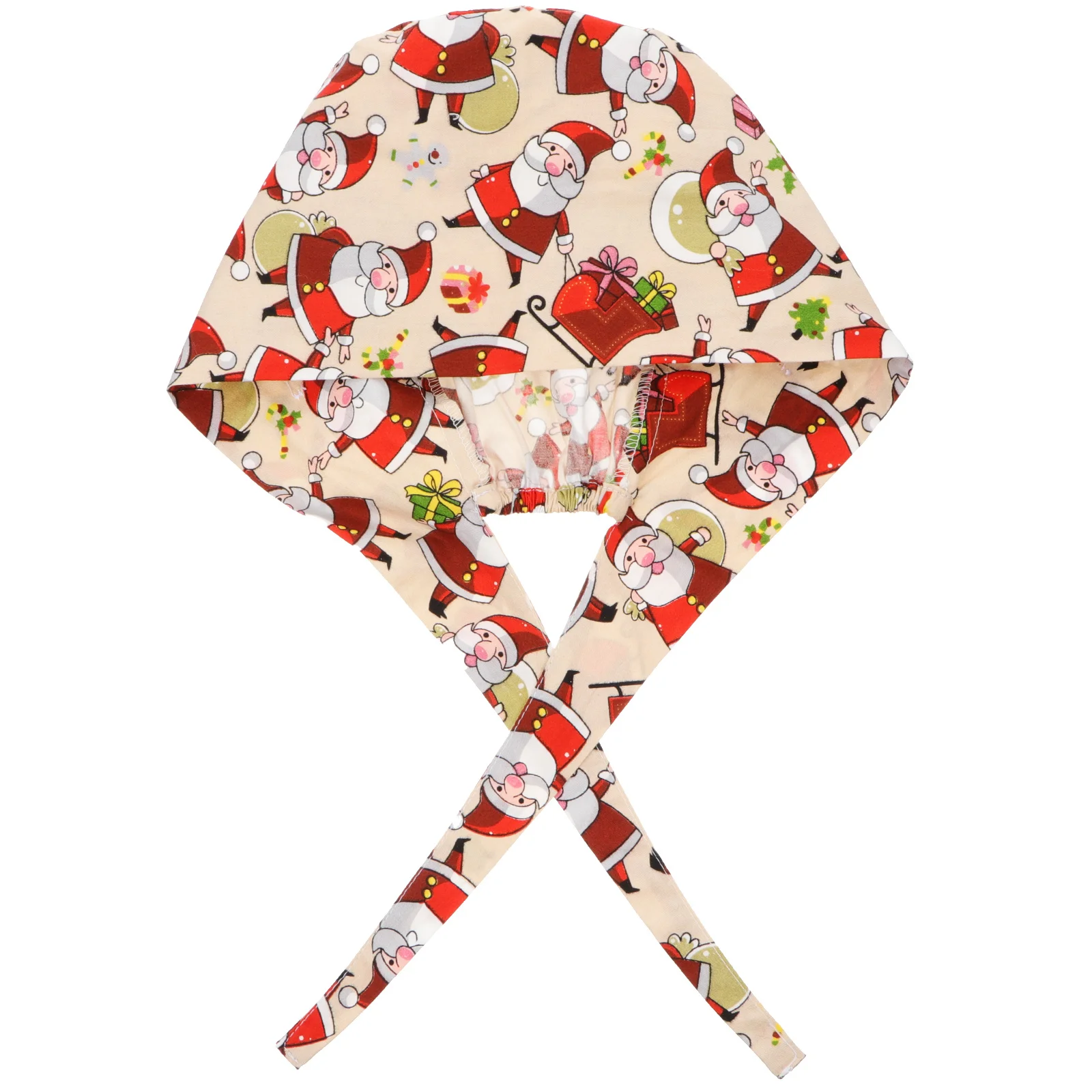 Natal impresso algodão boné de trabalho à prova de poeira enfermeira spa quimio limpeza perda de cabelo uso padrão de natal headcloth