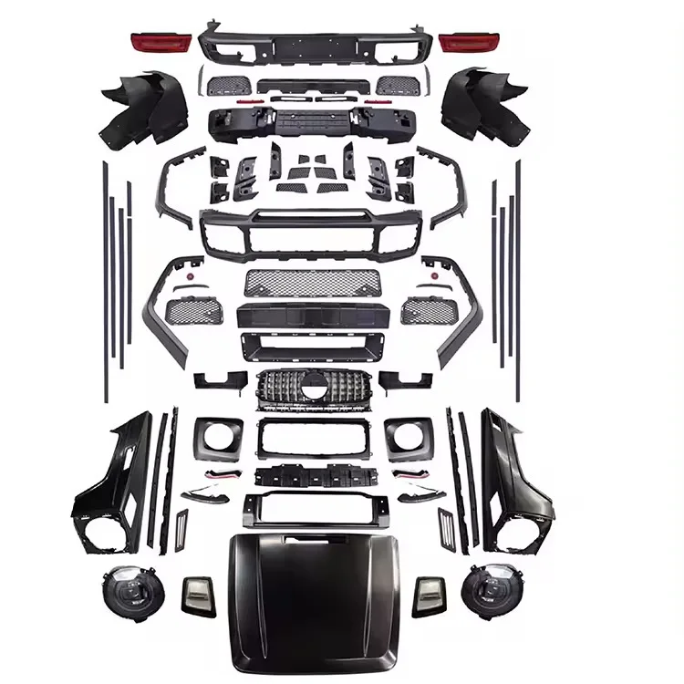 

High Quality Old to New BRS Style Car Bumper Front Lip Rear Diffuser Side Skirt Vents Spoiler Body Kit for BENZ W463 2000-2018