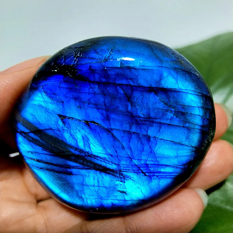 Natural Stones Blue Yellow Labradorit Palm Stone Spiritual Meditation Healing Yoga Exercise Feng Shui Crystal Room Ornaments
