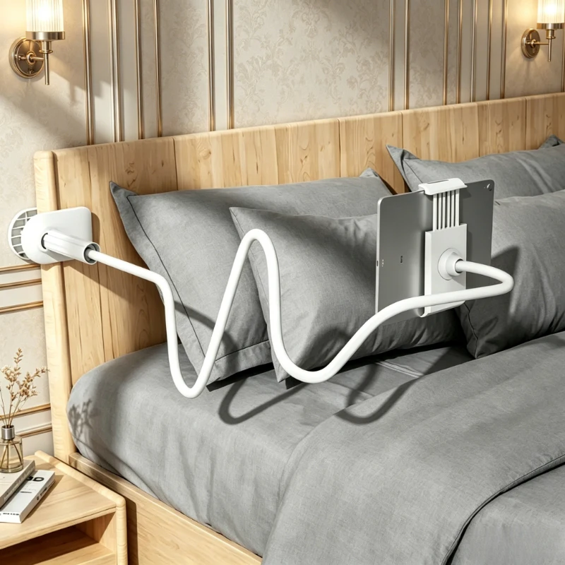 

128cm Bendable Long Arm Phone Holder, 360° Rotatable Bed Clamp Lazy Bracket, Fully Adjustable Support Stand Compatible with