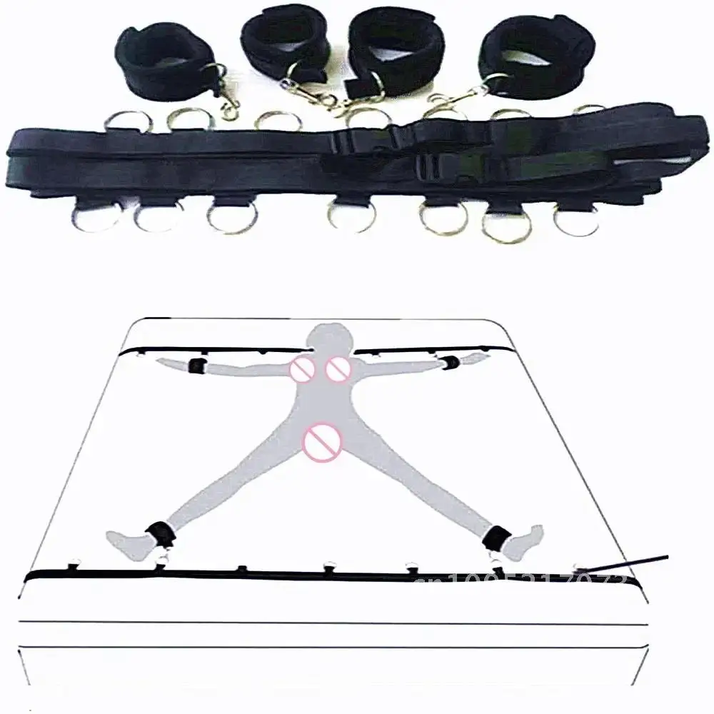 Kit de esclavo de cama para parejas, juego sexual para adultos, Bondage BDSM, puño de tobillo, sujeción, esposas de sadomasochismo, juguete sexual ajustable, conjunto de correa Sexual