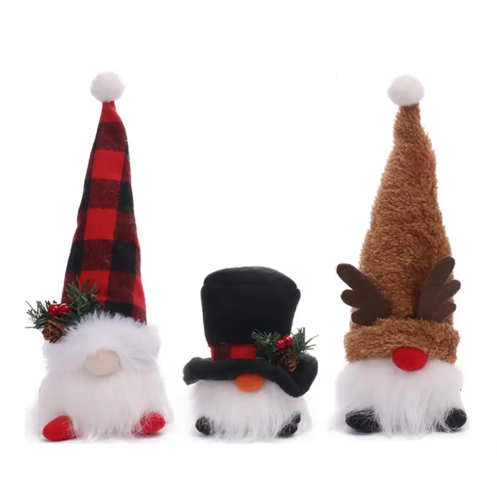 ตุ๊กตาโนมคริสต์มาส LED - ชุดตกแต่งผ้าพลัฌ 3 ชิ้น สร้างบรรยากาศอบอุ่นในวันหยุด ของตกแต่งบ้าน มีสินค้าพร้อมส่ง ขายส่ง