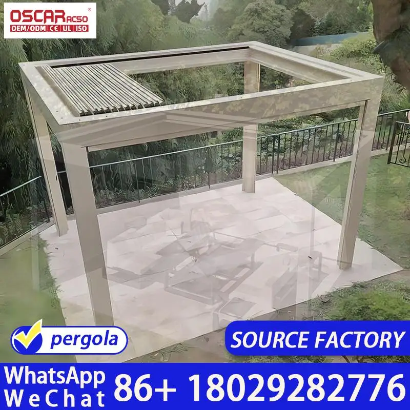 Smart Motorized Aluminum Retractable Roof Pergola System Waterproof Outdoor Patio Pergola Kits For Villa Restaurant Poolsideperg