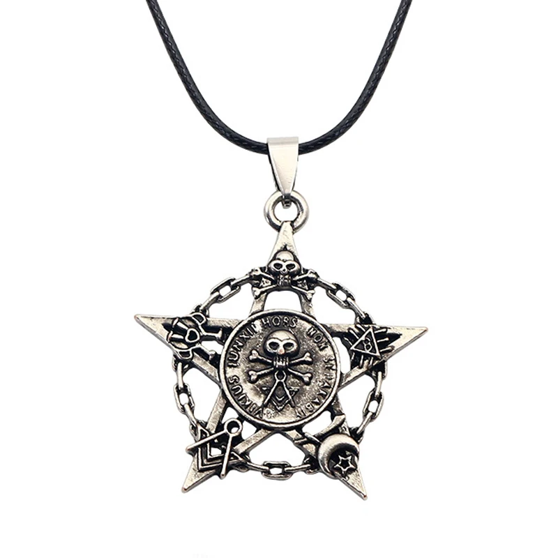 Retro Five-Pointed Star Pendant Necklace for Women Men Skull Pirate Pendant Black Leather Rope Necklace Jewelry Accessories 2025