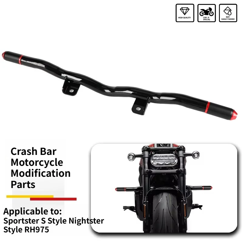 Front Highway Crash Bar Engine Guard Black Flat Out Bar Bumper For Sportster Style 1250S RH975 RH975S RH1250S Motorcycle Parts