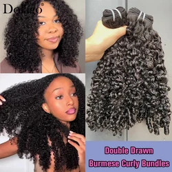 Double Drawn Burmese Curly Hair Bundles Human Hair Extensions Raw Hair Bundles Raw Vietnamese Curly Bundles Human Hair 3 Bundle