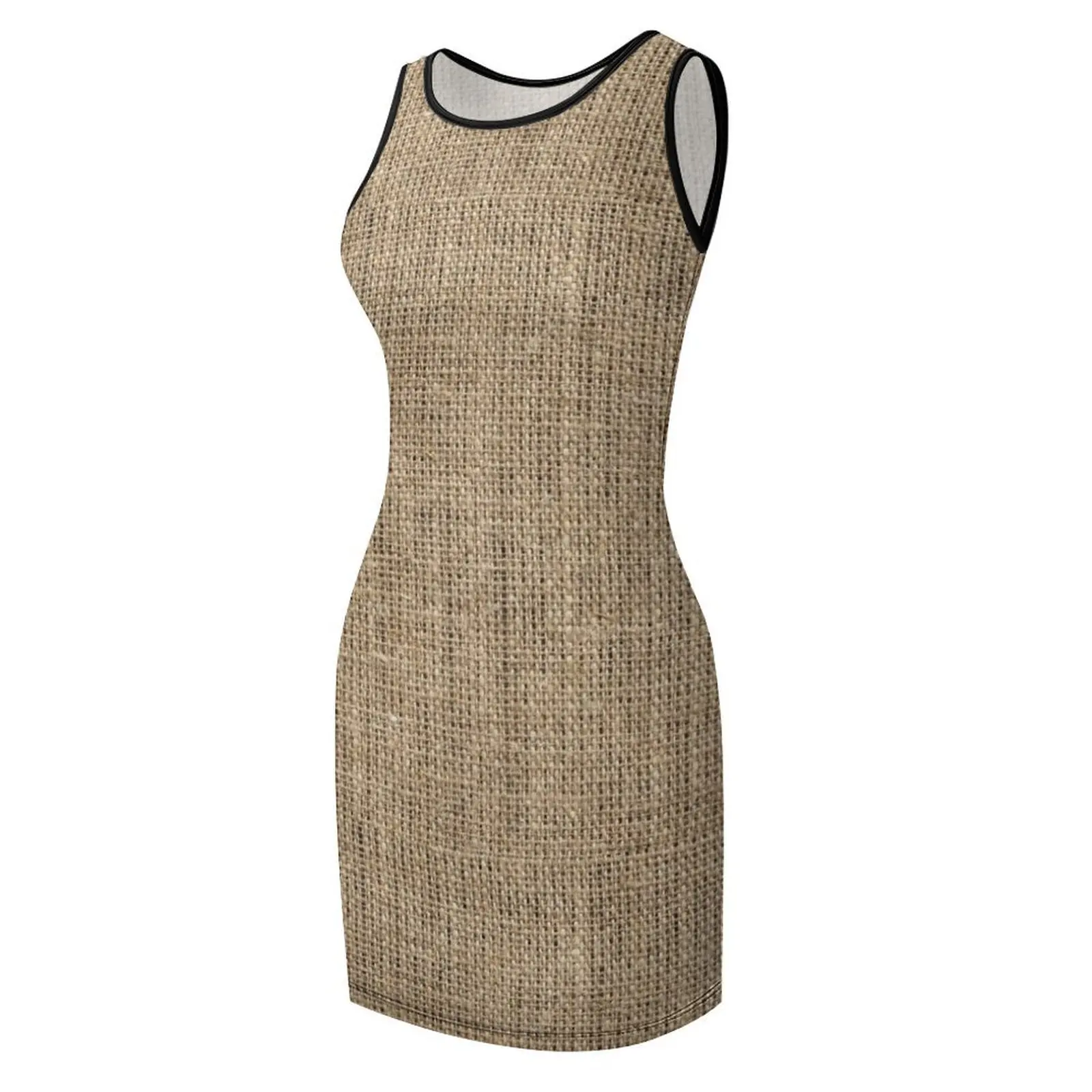 الخيش الأساسي - فستان صيفي طبيعي بدون أكمام فستان حفلات أنيق للنساء 2025 فستان نسائي ملابس نسائية
