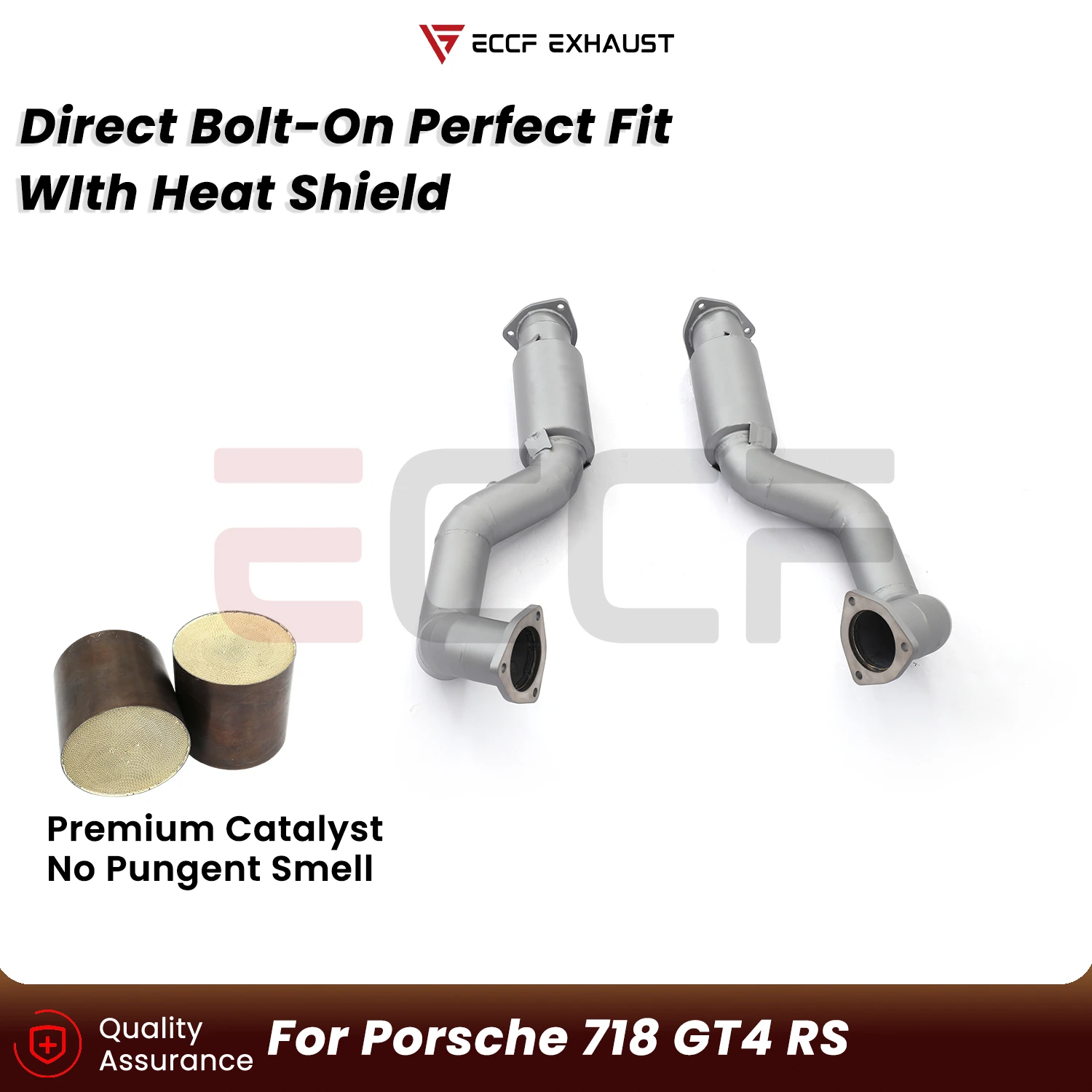 Sporty Titanium ceramic coating Downpipe With resonator For Porsche 718 GT4 RS Aggressive Exhaust Sound Plug and Play