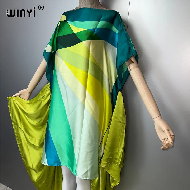 WINYI boho Women summer fashion Evening holiday Beachwear Africa Lady kaftan holiday One-neck sexy elegant beach cover up dress