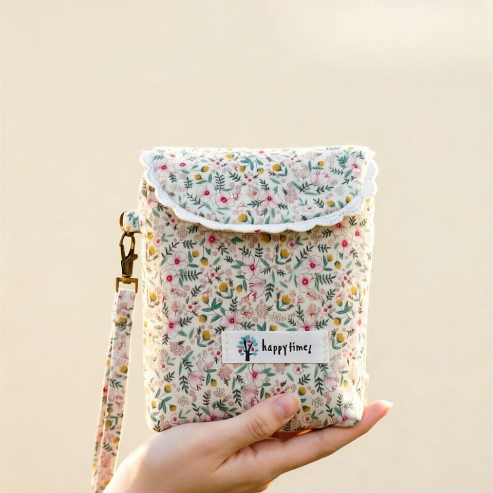 Floral Lace Mini Wristlet Bag Trendy Zipper Coin Purse Phone Wallet Makeup Bag for Lipstick Earphone Small Items Organizer