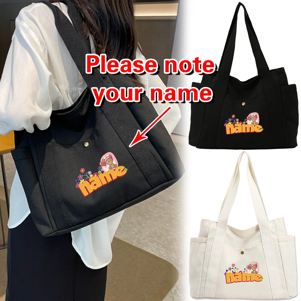 

Customized Name Shoulder Canvas Bag Design Sense Simple and Durable Shopping Pouch Work Commuting Multifunctional Storage Bags