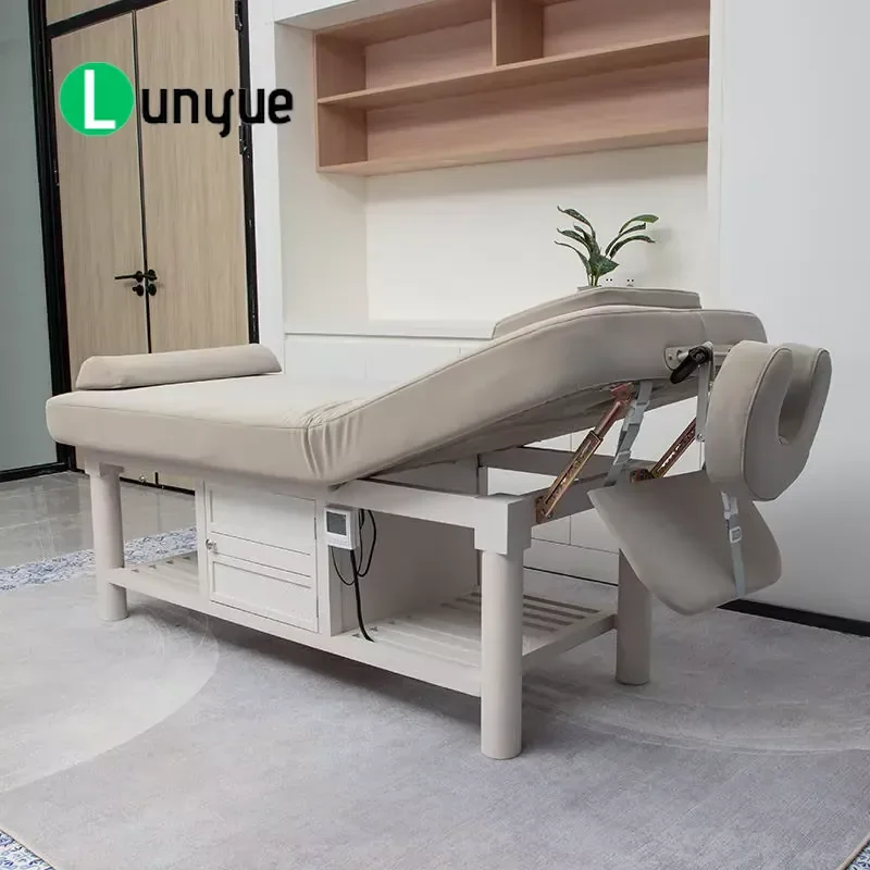 Electric Adjustable Tattoo Table Spa Massage Bed for Facial Eyelash Body Care Equipment with Locker High End Furniture