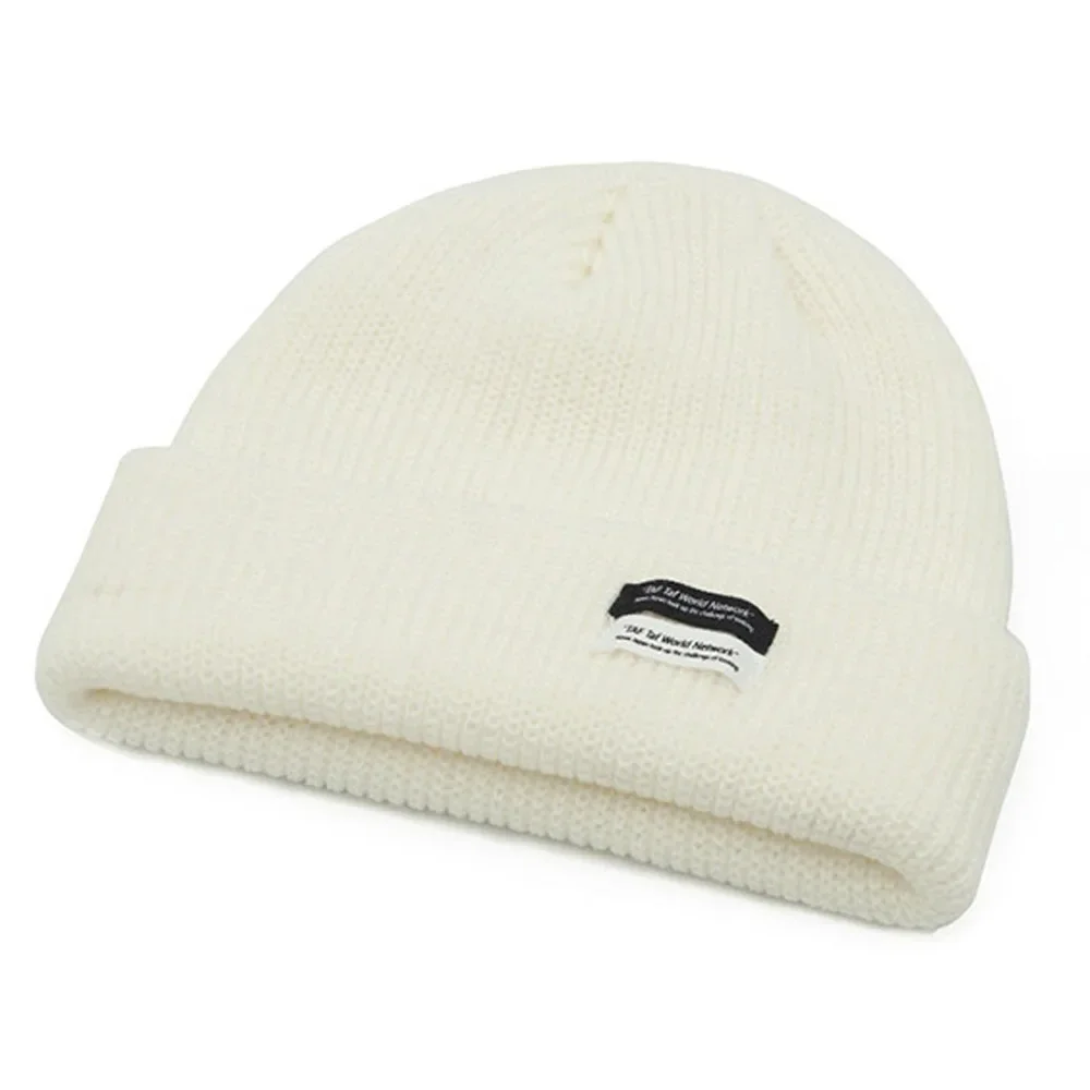 Outono inverno masculino malha com nervuras crânio boné feminino gorro manguito chapéu com tag toque cinza escuro laranja branco preto azul-verde rosa