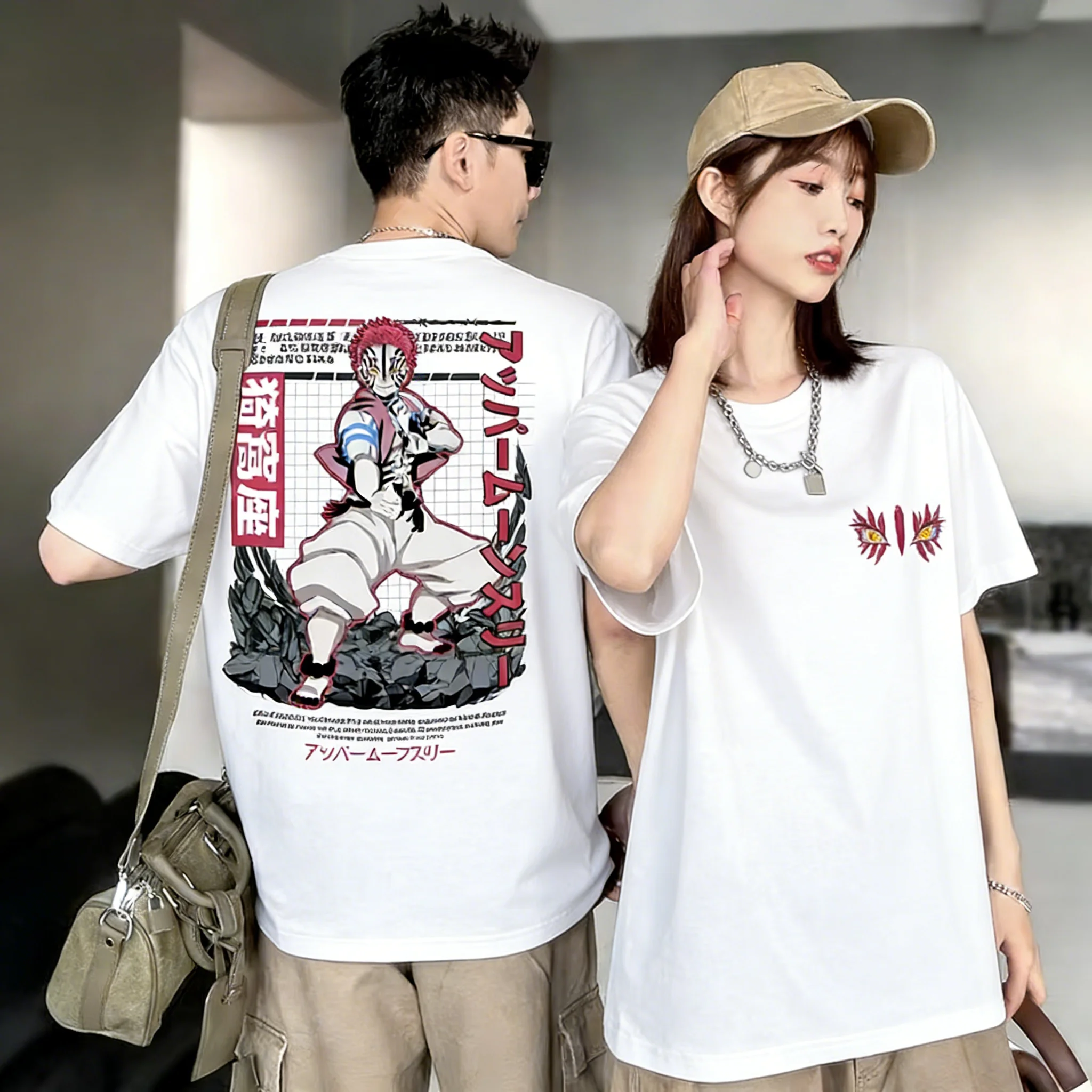 

Футболка Demon Slayer с принтом Аказы, летняя, большого размера, для мужчин и женщин, универсальная, модная, в стиле Харадзюку, для родителей и детей, Y2K