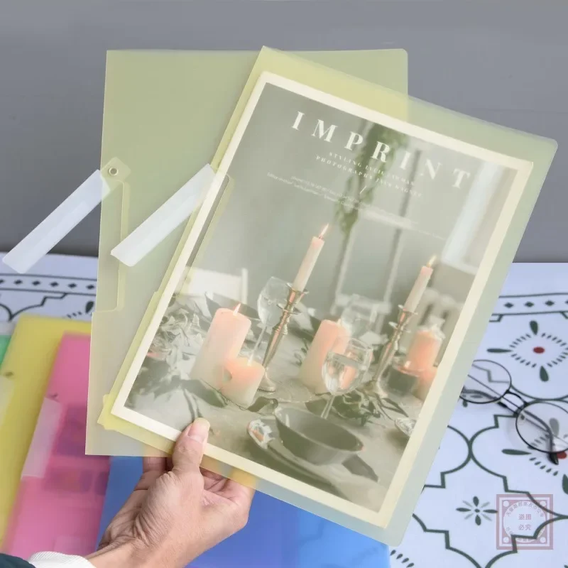 Back To School Rotating Side Opening Folder Folder, Drawer Clip, Contract Sheet, Transparent Color Test Paper Storage, Student