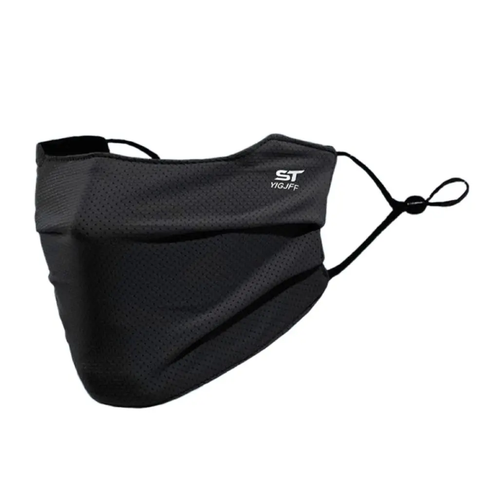 Nylon Face Cover Sun Protection Face Mask Washable Reusable Ice Silk Face Mask Breathable Solid Color Sunscreen Mask