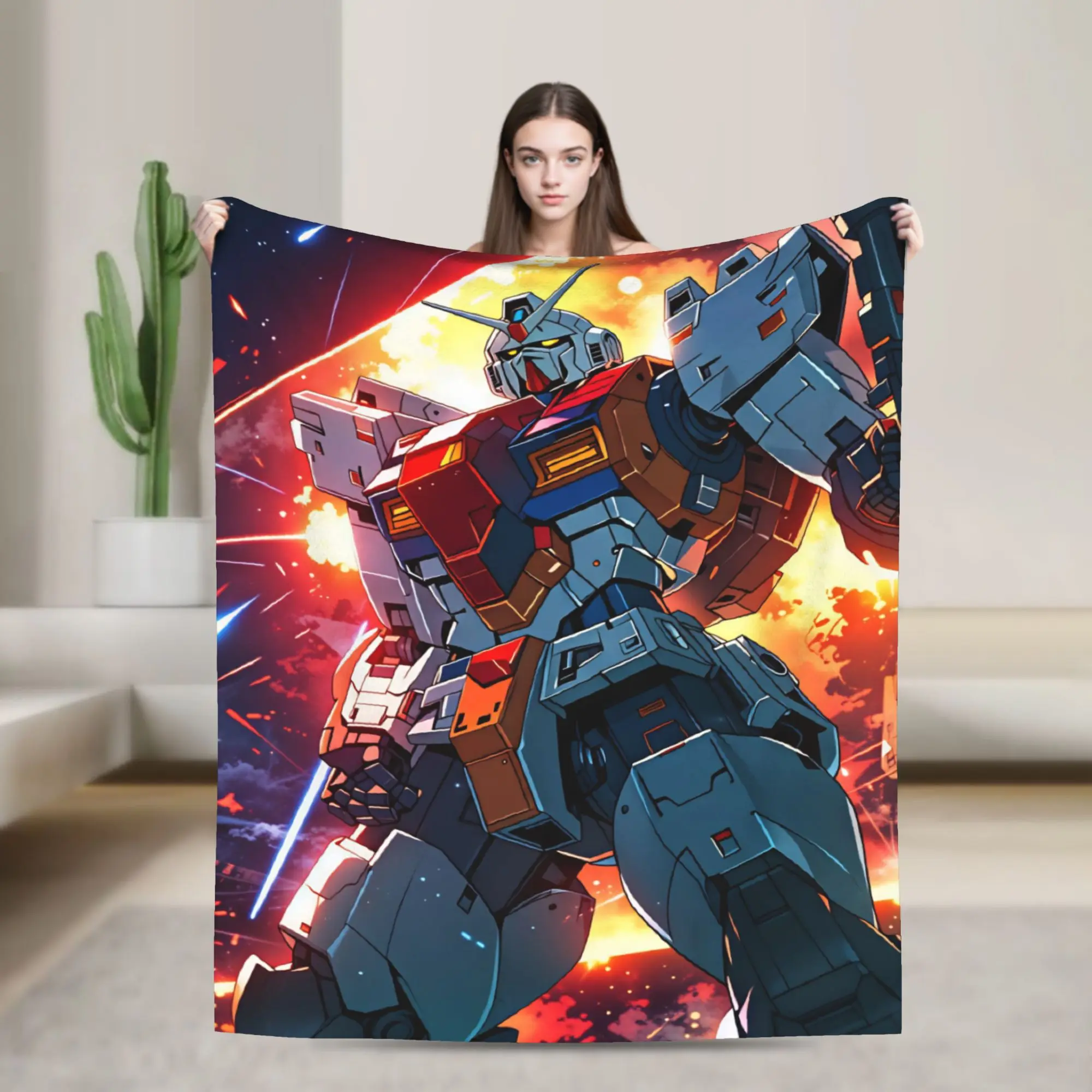 Mobile Suit Gundam Blanket Quality Super Soft  Throw Blanket Winter Airplane Travel Couch Chair Sofa Bed Fashion Bedspread