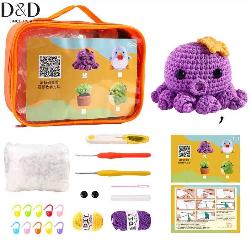 

D&D Crochetta Crochet Kit for Beginners Beginner Crochet Starter Kit with Step-by-Step Video Tutorials Knitting Kit Adults Kids