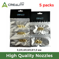 Creality 5Pcs/Set 0.2/0.4/0.6/0.8/1.0mm 5 Packs Hotend Extruder Brass Nozzles for Ender-3 S1 / CR-10 3d Printer Accesoires