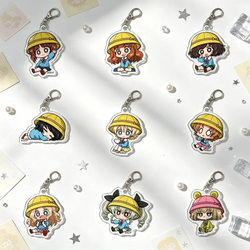 15PCS Anime Girls und Panzer 6CM Acrylic Stand Model Plate Keychain  YUKARI AKIYAMA/Anko Team/ SAORI TAKEBE FACTORY STORE