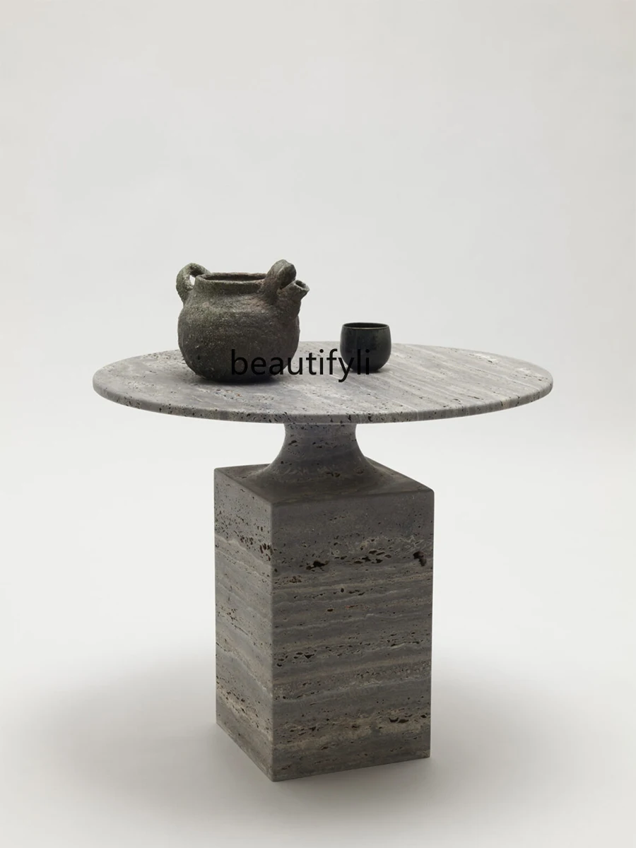 

Retro wabi-sabi wind edge few imitation travertine artistic sense coffee table modern simple designer homestay coffee table
