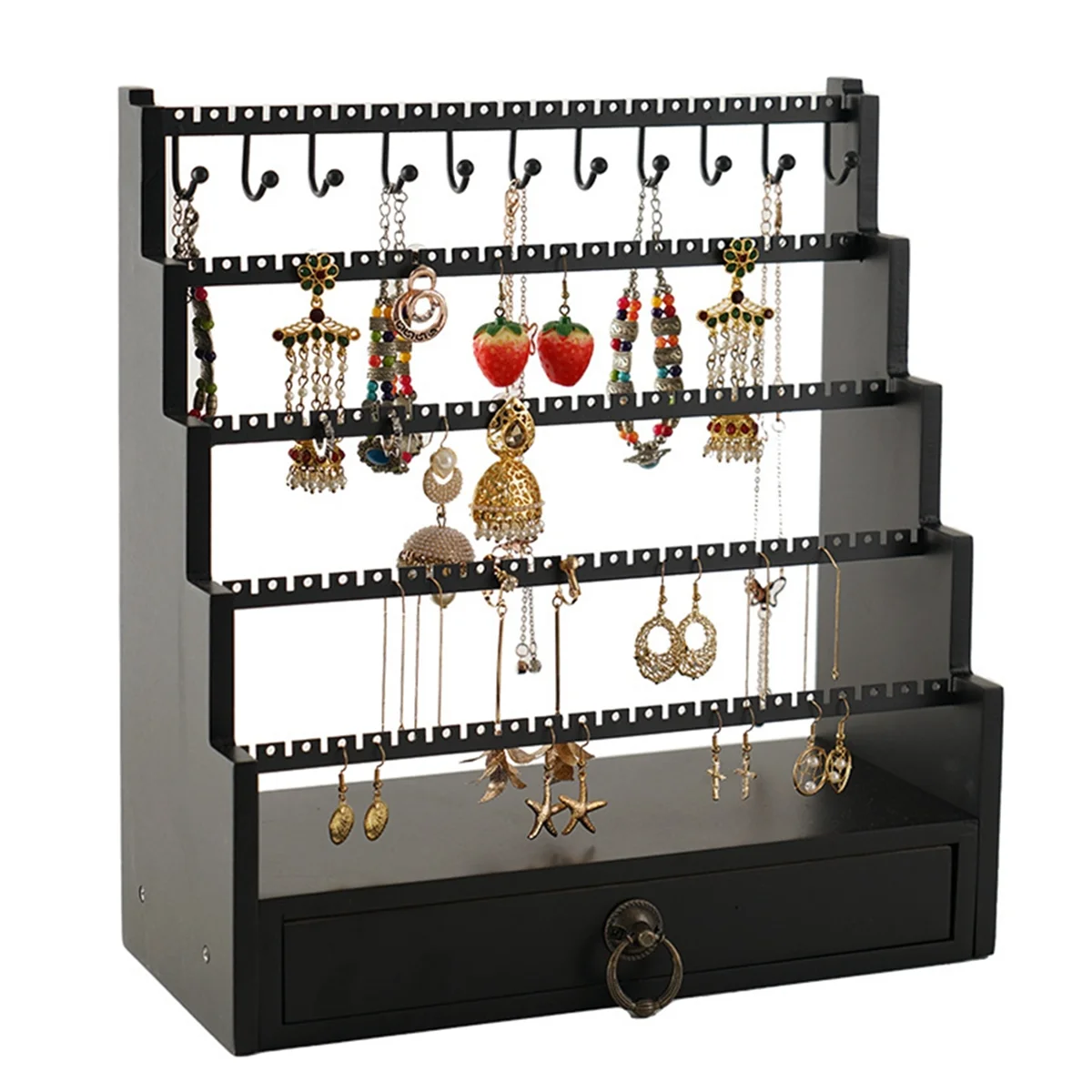 5-Layer Stepped Jewelry Rack Jewelry Display Stand Earrings Necklaces Rings Jewelry Stand Desktop Earring Storage Rack