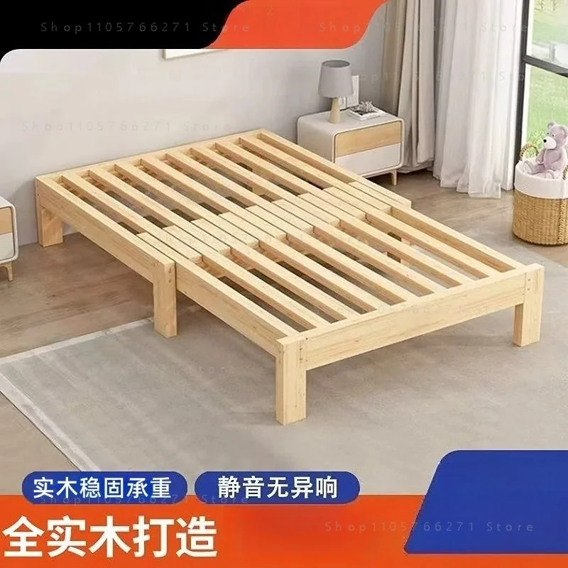Environmentally friendly solid wood sofa bed telescopic bed pull-out bed small apartment living room tatami simple push-pull