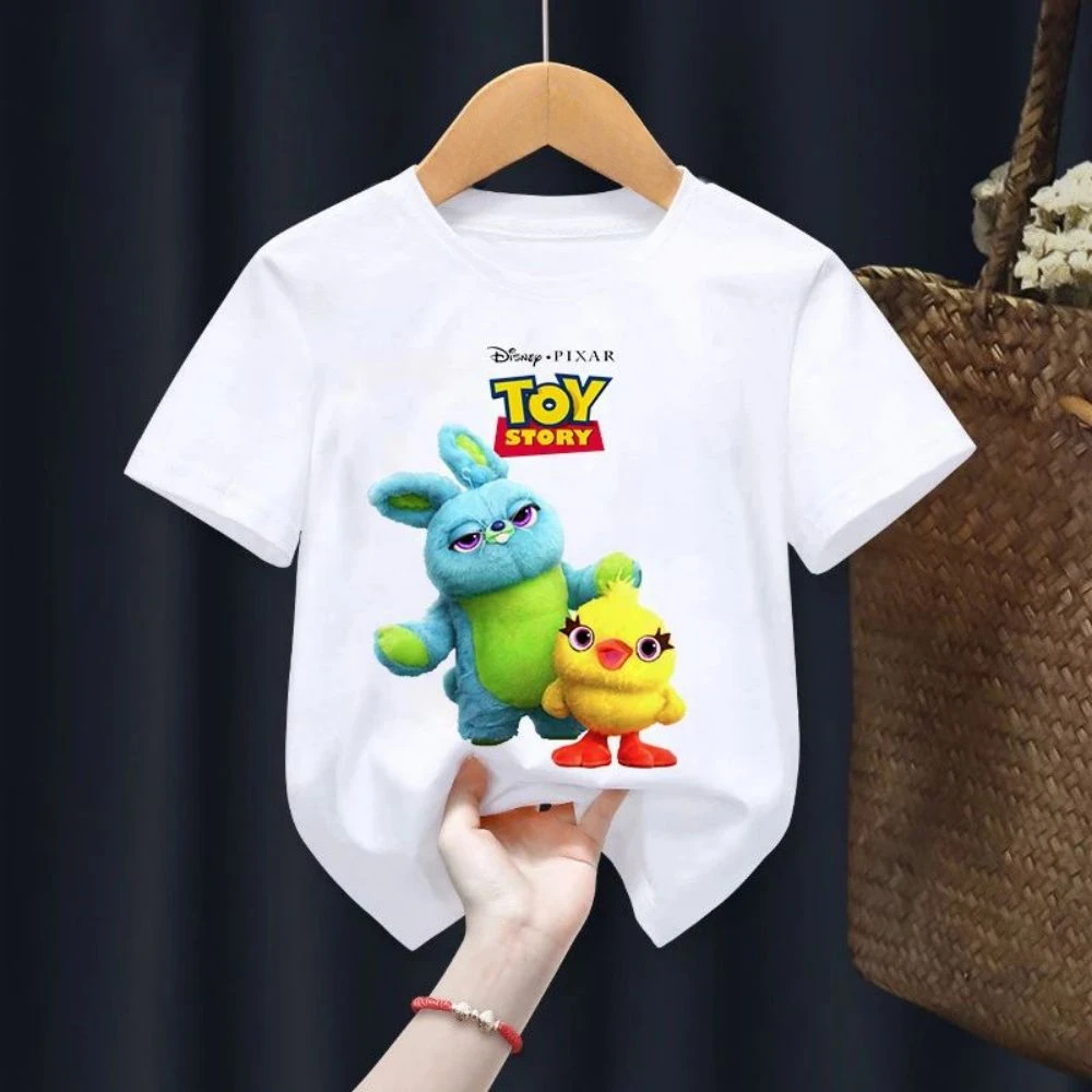 Maglietta estiva per bambini Toy Story Woody Buzz Lightyear Abbigliamento Kawaii Manica corta Anime Cartoon Bambini Ragazzi Ragazze Maglietta casual