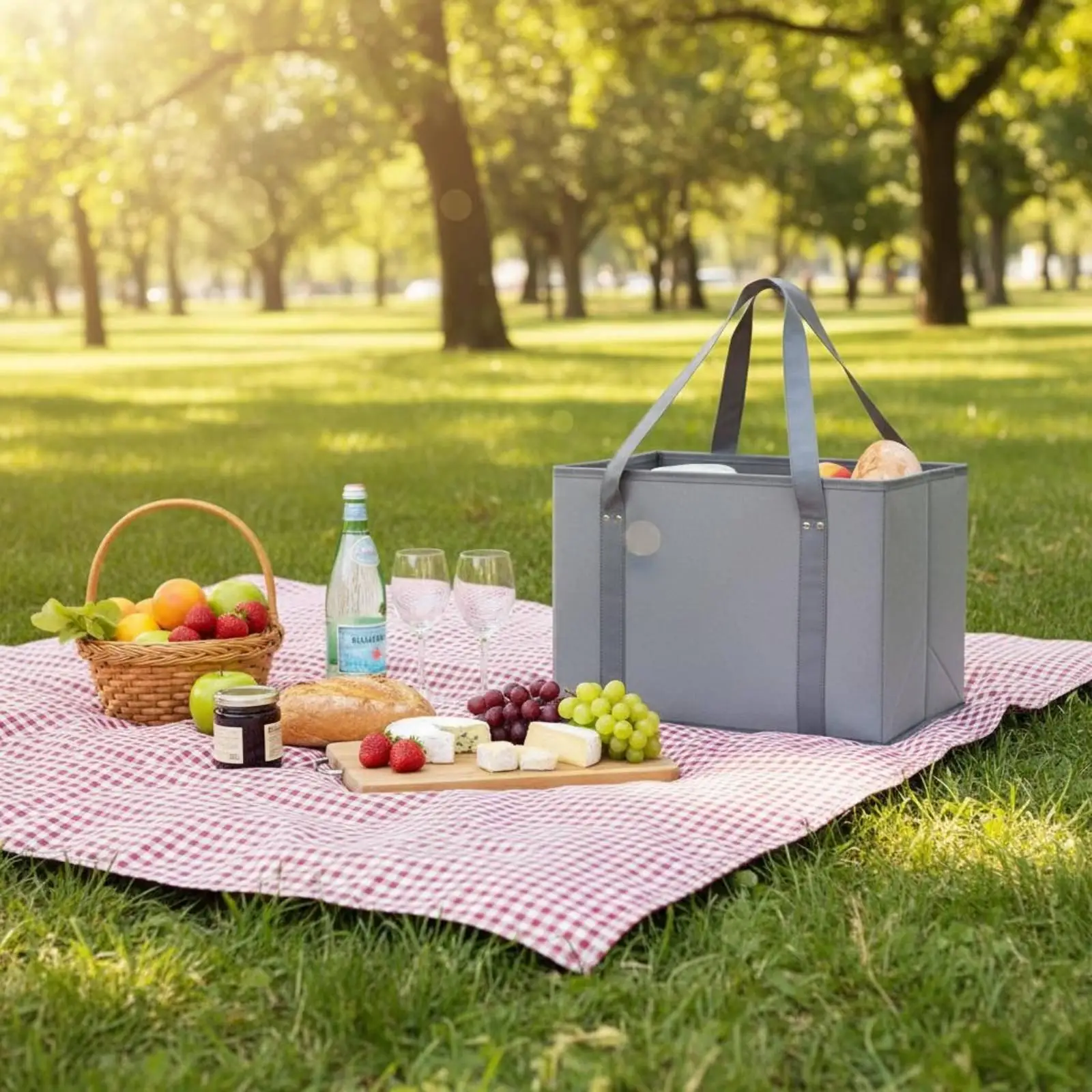 Foldable Shopping Basket Easy to Clean Nonwoven Tote Basket Large Capacity