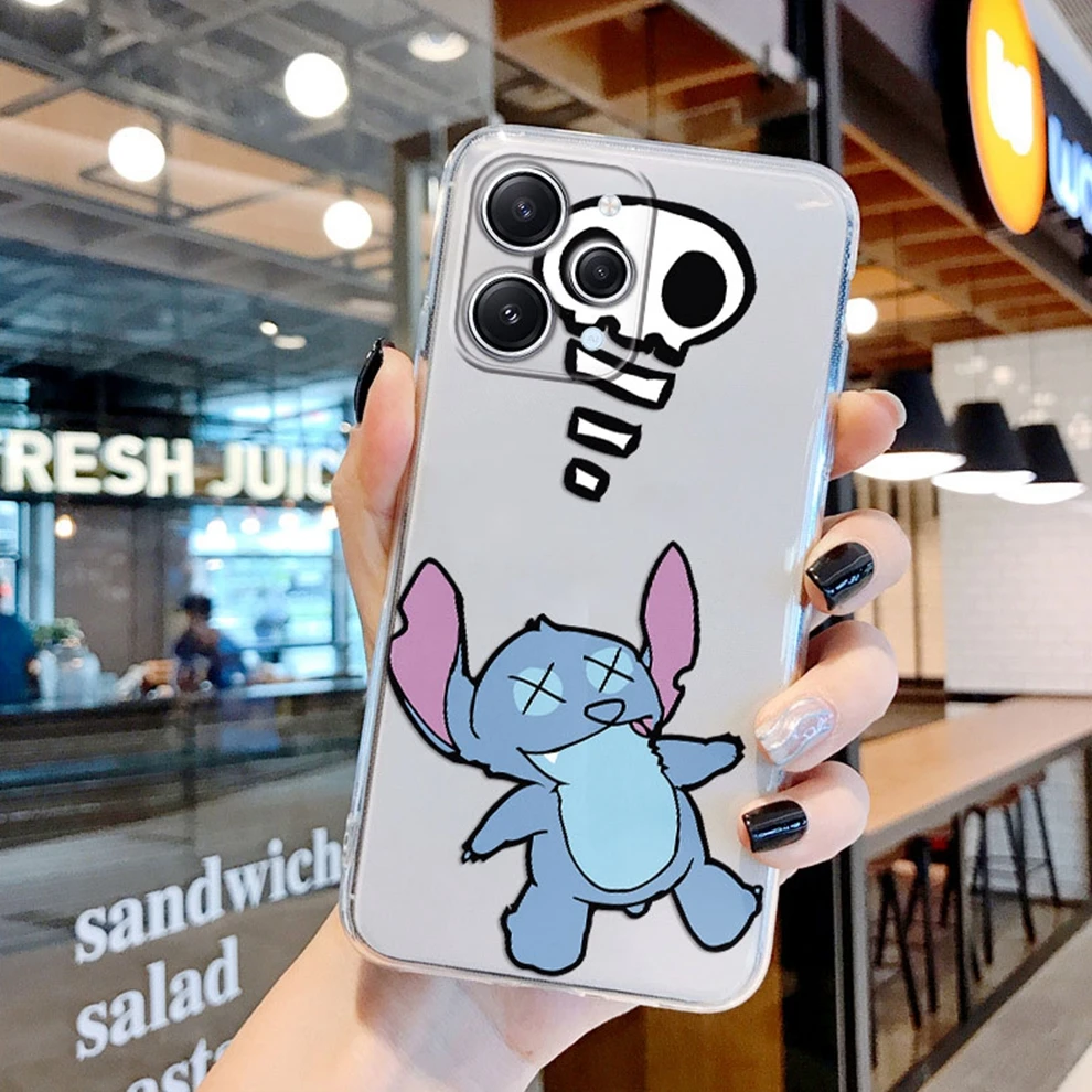 Funda para Redmi 12 11A 12C poco c55 Funda trasera Coque Mickey Minnie Mouse Stitch Funda transparente de silicona suave para parachoques Redmi 12