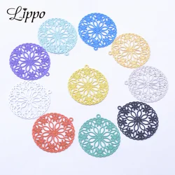 50pcs/lot AB3239 Brass Filigree Flower  Charms Pendant Jewelry Materials Suitable for DIY Earrings