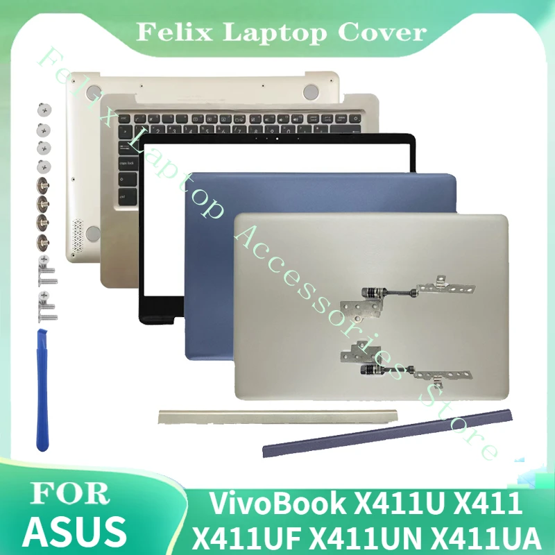 For ASUS VivoBook X411U X411 X411UF X411UN X411UA LCD Back Cover/Front Bezel/Hinges/Hinge Cover Top Case Non-Touch Plastic mater