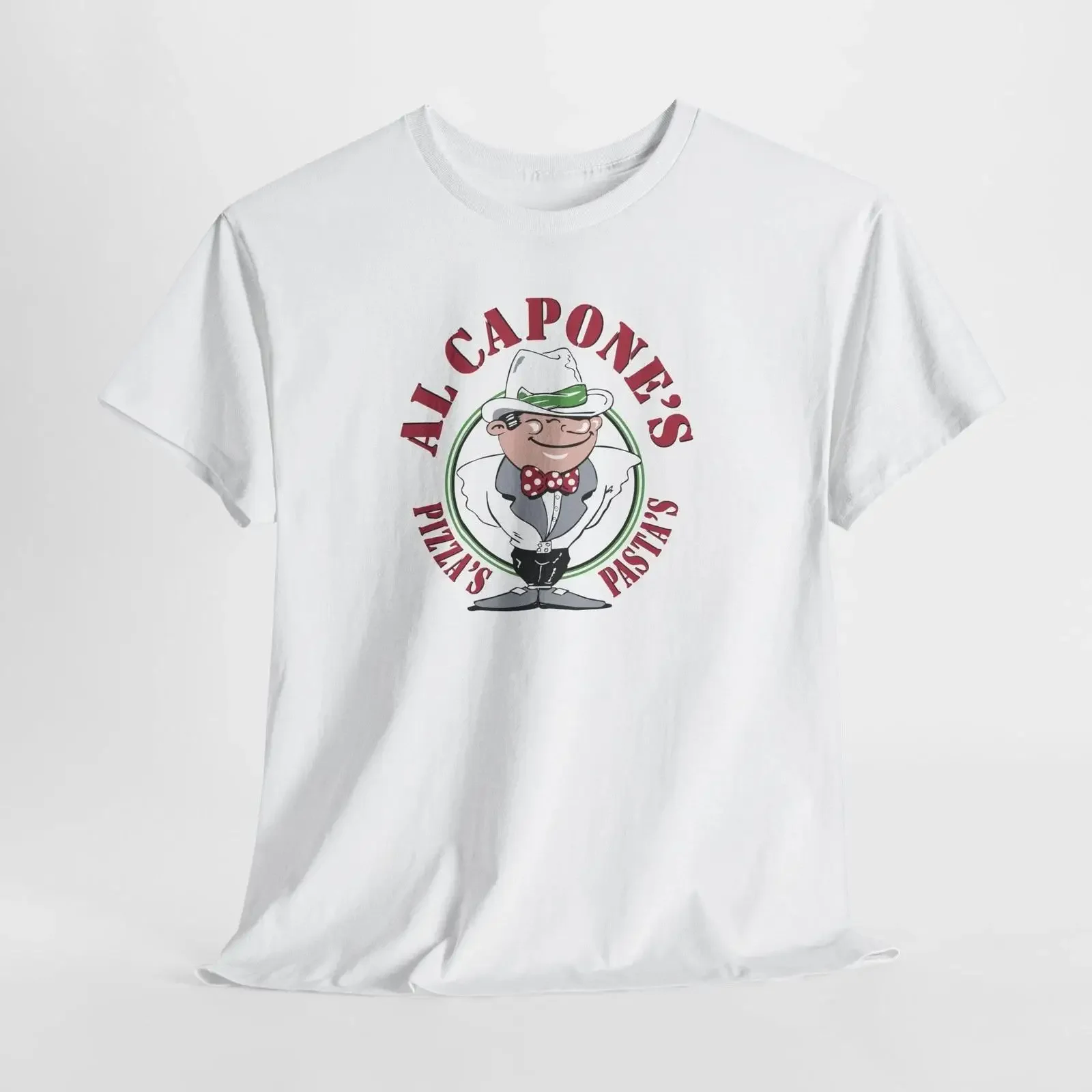 Camiseta Al Capone's Pizza Pasta con logo retro de mafioso, estilo vintage, lavada, cómoda, versátil, ropa de calle de diseñador, elegante
