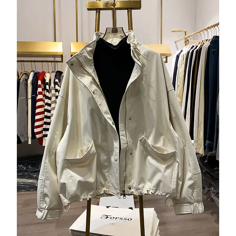 Women's Jacket 2026 New Spring Windproof Coat Zipper Loose Windbreaker Jackets Famale Basic Coats Outwear