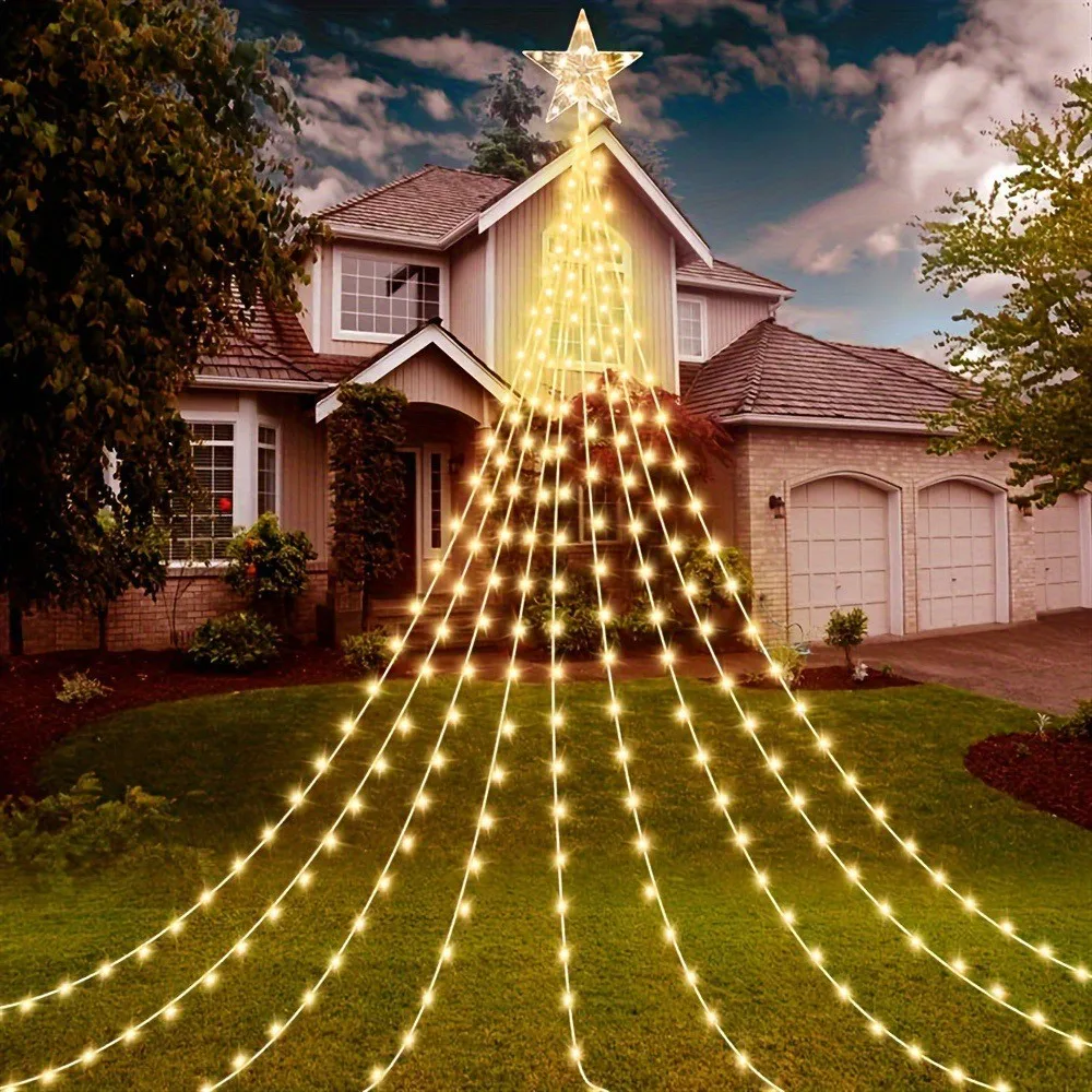 1 قطعة 2M192LED/3M282LED عيد الميلاد USB ستار شلال ضوء ، مع جهاز التحكم عن بعد ، 8 أوضاع الإضاءة ، تستخدم للغرفة ، ديكور الحفلات