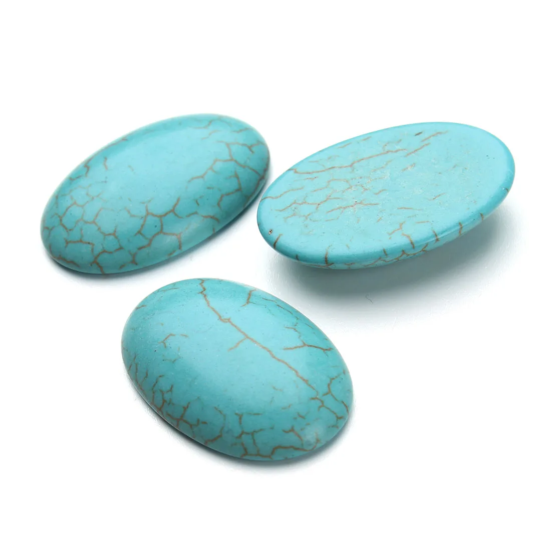 10 teile/los Blau Türkisen Naturstein Perlen Cabochon Flache Rückseite Oval Cabochons Cameo Für Schmuck Machen DIY Ring Zubehör – Detail 2