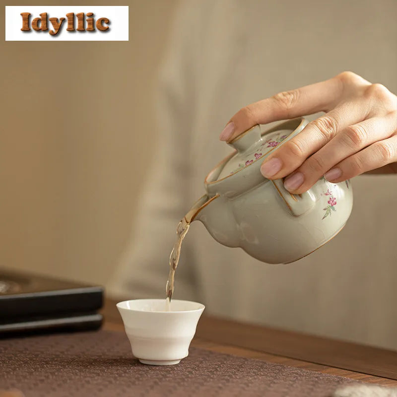 160 مللي رو فرن زهر الخوخ اليد انتزاع إبريق الشاي المساعد على التحلل الشاي القديم وعاء صنع الشاي غلاية مع فلتر Puer Teaware لوازم الحرفية #2