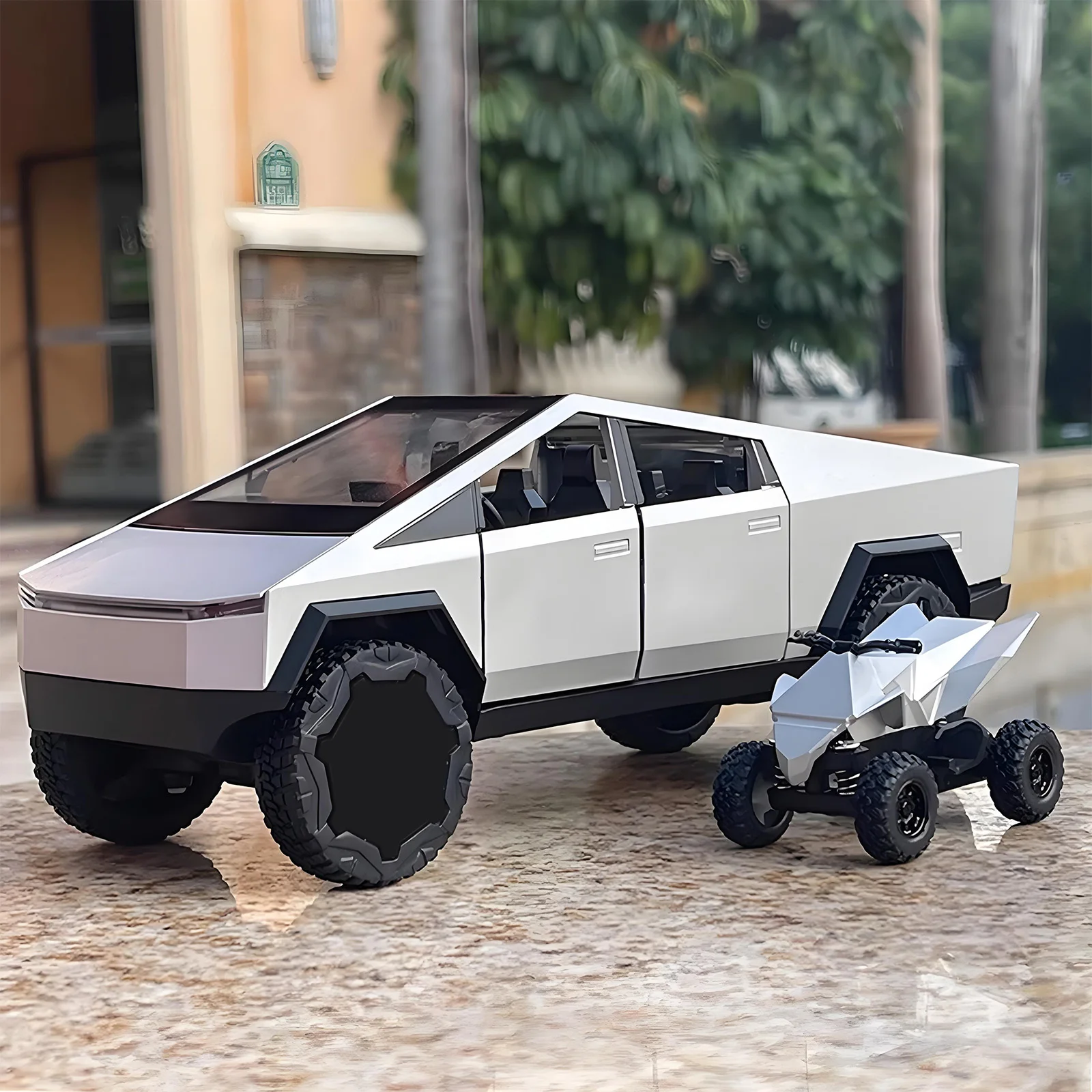 Camions jouets en métal moulé sous pression, modèle de voiture avec moto en alliage, jouet de ramassage avec lumière et son pour enfants de 6 ans et plus, 1/24