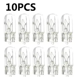 10Pcs White T10 W5W 501 194 Clear Signal Lamp Glass 12V 5W Warm White W2.1x9.5d Single Filament Car Bulb Auto Light