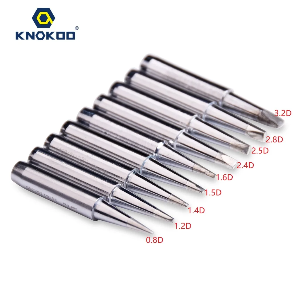 KNOKOO 900M Solder Iron Tip 900M-T-0.8D 1.2D 1.4D 1.5D 1.6D 2.4D 2.5D 2.8D 3.2D Lead-free For Soldering Rework Station