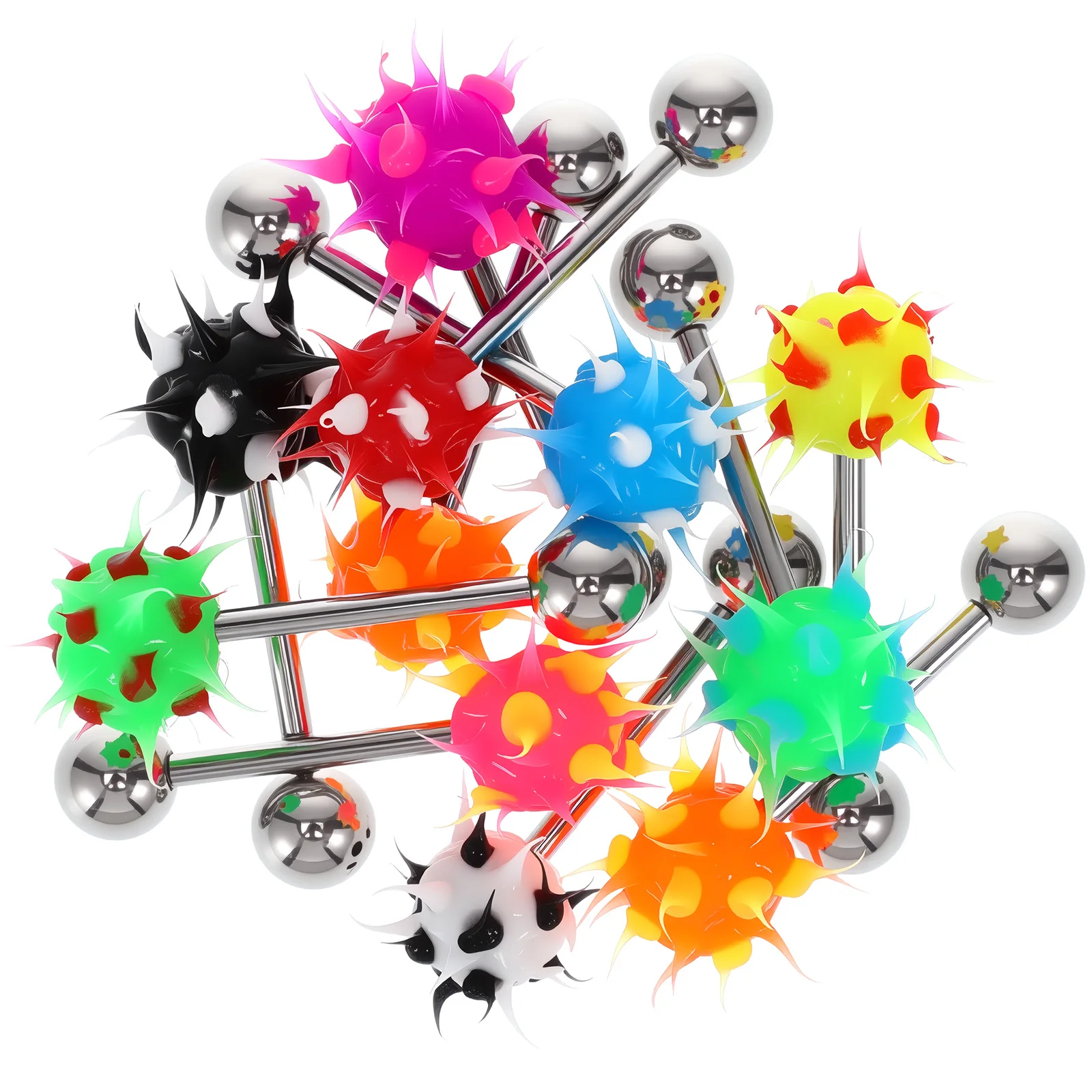 10Pcs Body Piercing Jewelry Decor Tongue Studs Bright Color Unique Design Safe for Sensitive Skin Fashion Accessory Long Wearing