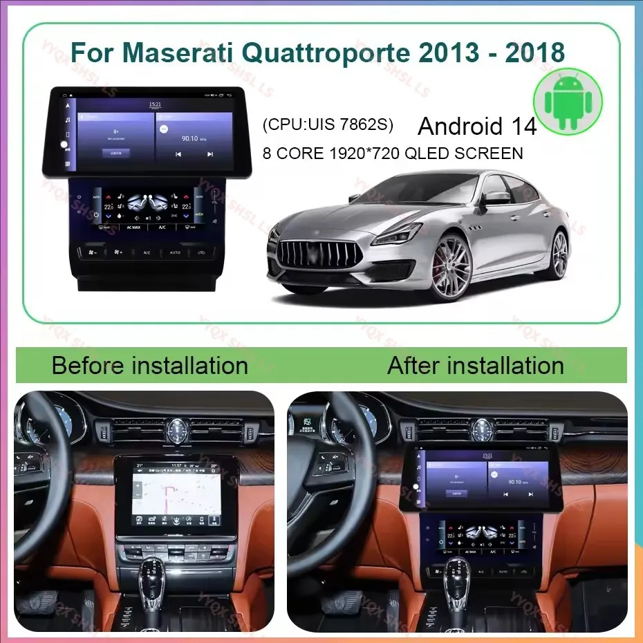 

12.3+6.9'' Android Wireless Carplay Multimedia Car Stereo For Maserati Quattroporte 2013 - 2016 Head Unit And AC Screen