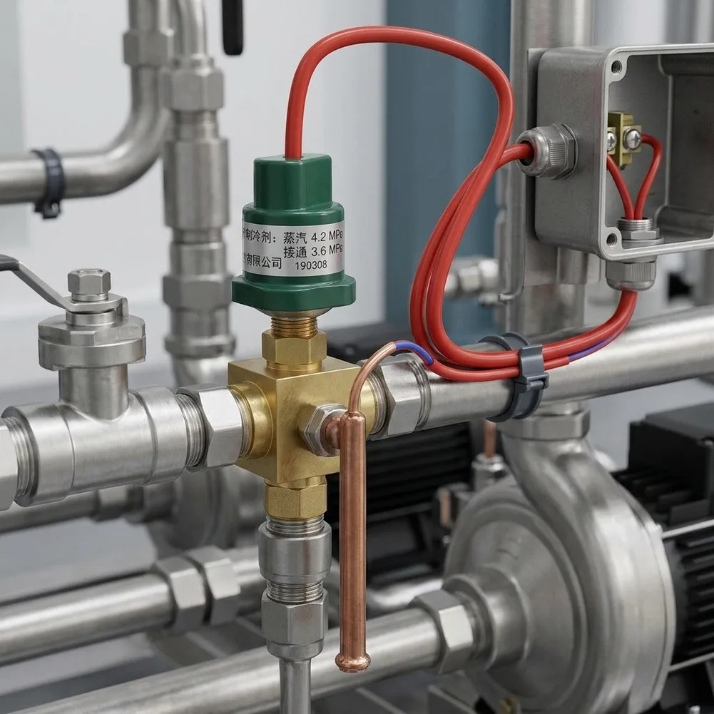 Pressure Protection Switch for Refrigeration Systems with NPT Quick Connector and Copper Tube Mounting 3-800 PSI Operating Range