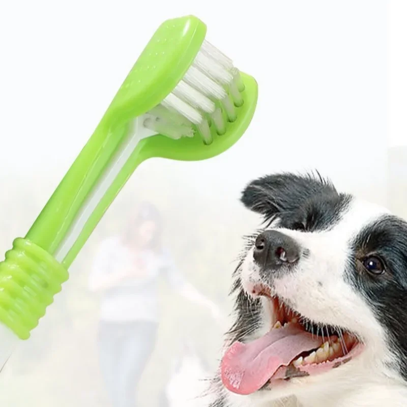 Pet Three Head Toothbrush Pet Dog Toothbrush Cat Toothbrush Cat and Dog Oral Cleaning Products Small Dog Soft Hair Toothbrush