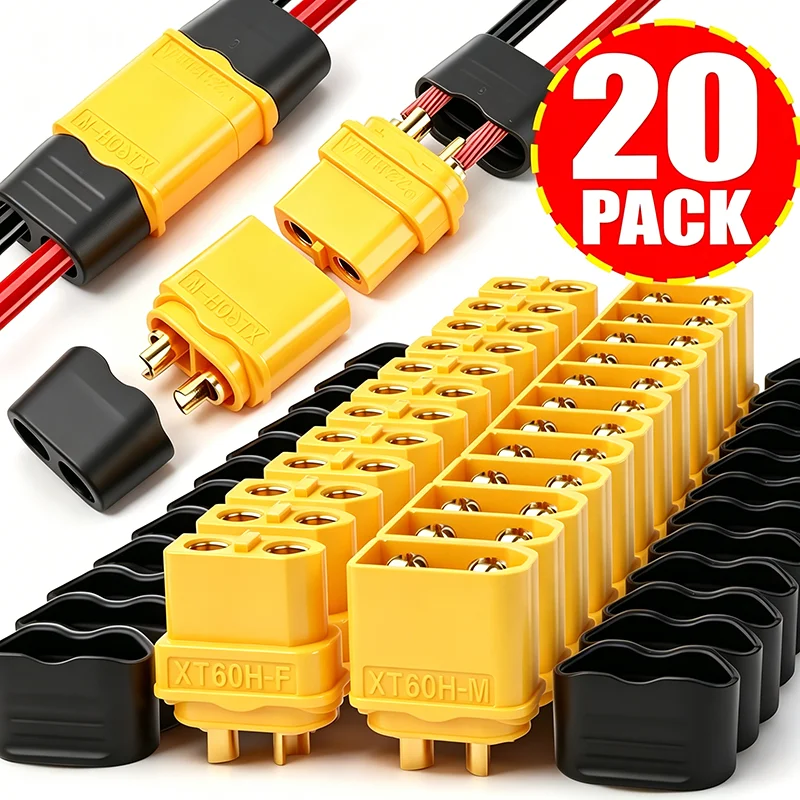 20/1PCS XT60 Battery Connector Male & Female Bullet Connector Plugs with Sheath Housing for RC Battery Motor FPV XT-60 Adapter