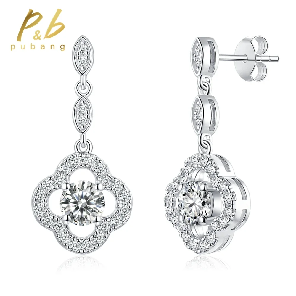 

PuBang Fine Jewelry 925 Sterling Silver Sparkling GRA Moissanite Diamond Wedding Engagement Tassel Drop Earrings for Women Gifts