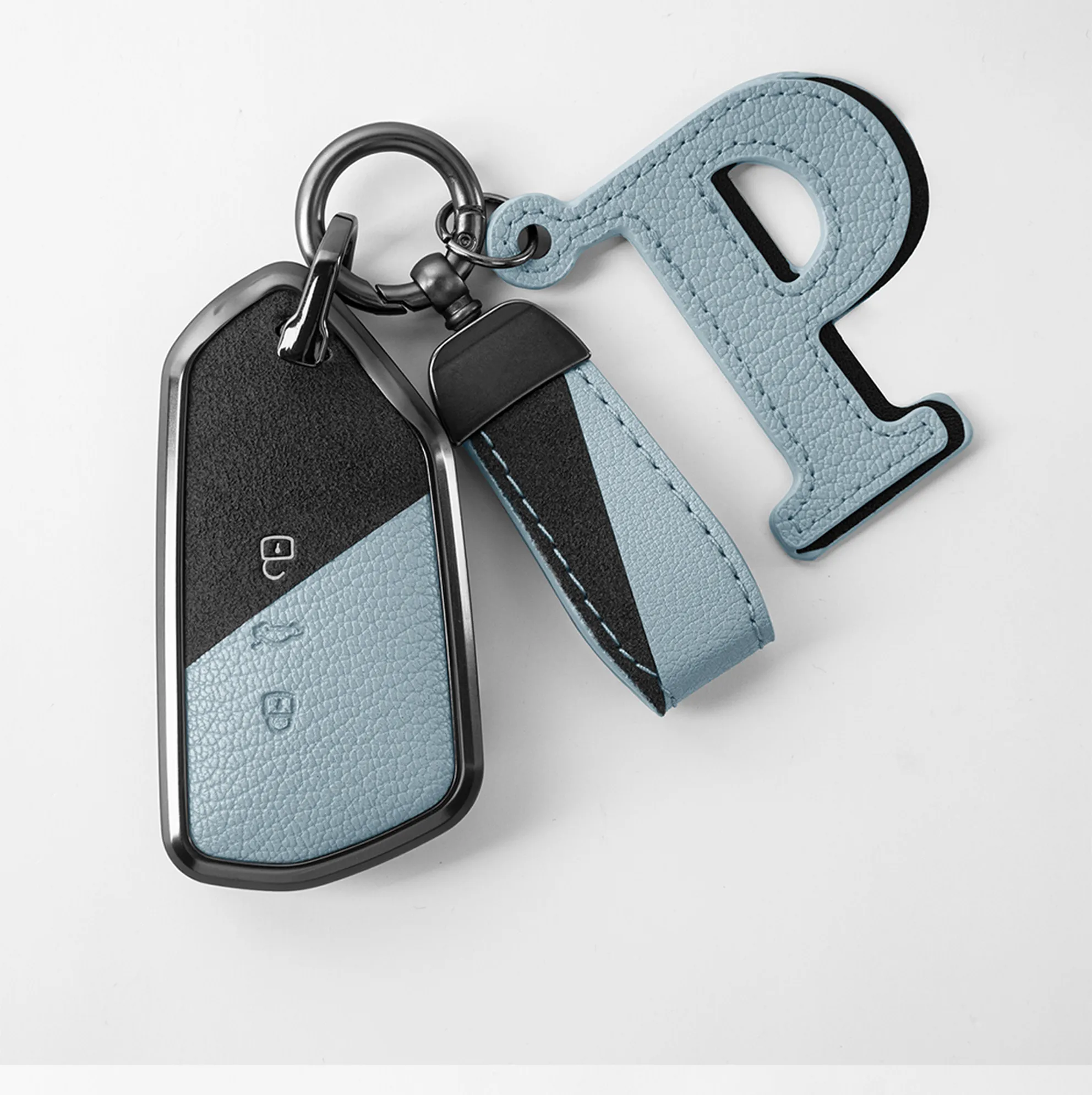 Car Key Case Cover For Volkswagen Golf 8 ID.4 Lamando ID.3 Tiguan L Passat Pro Teramont X Keychain Zinc Alloy Leather